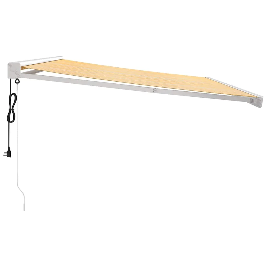 Auvent rétractable jaune et blanc 4,5x3 m tissu et aluminium - 5