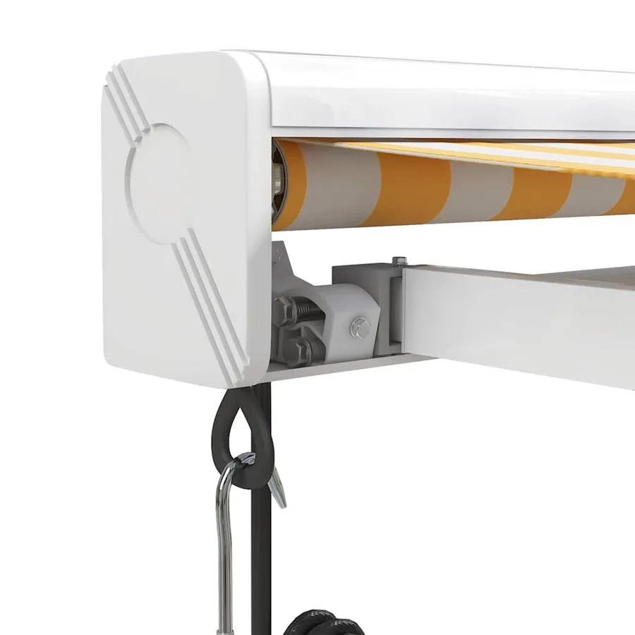 Auvent rétractable jaune et blanc 4,5x3 m tissu et aluminium - 6