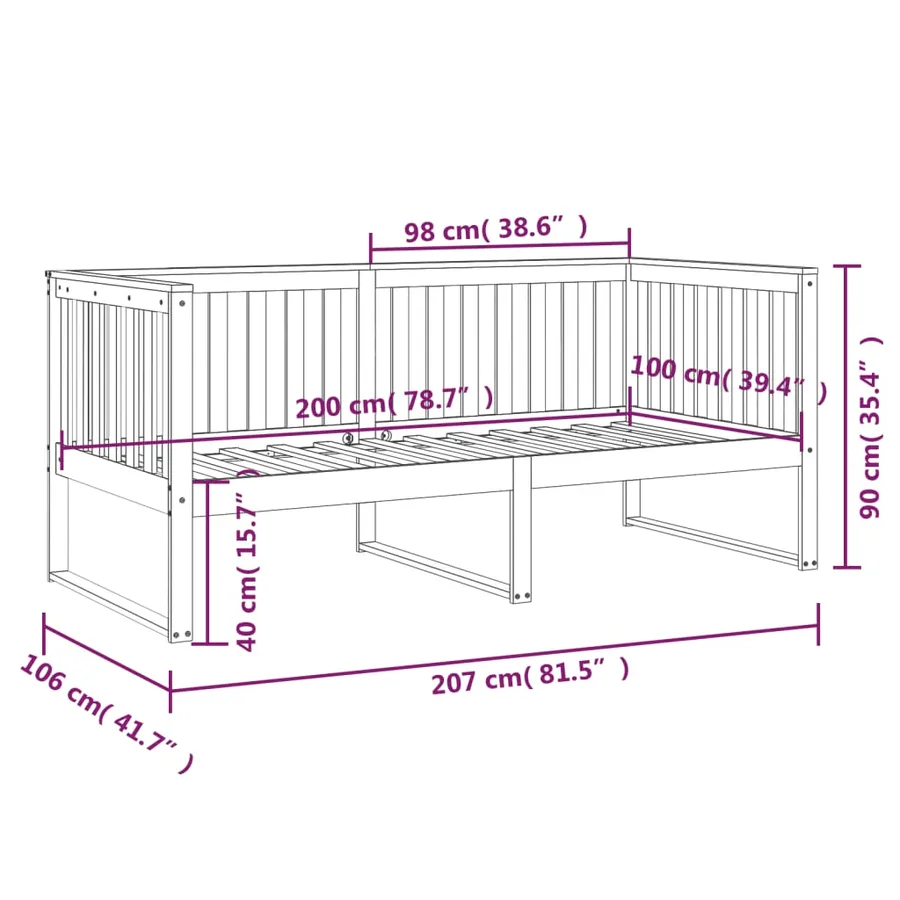 Lit de jour sans matelas blanc 100x200 cm bois de pin massif - 11