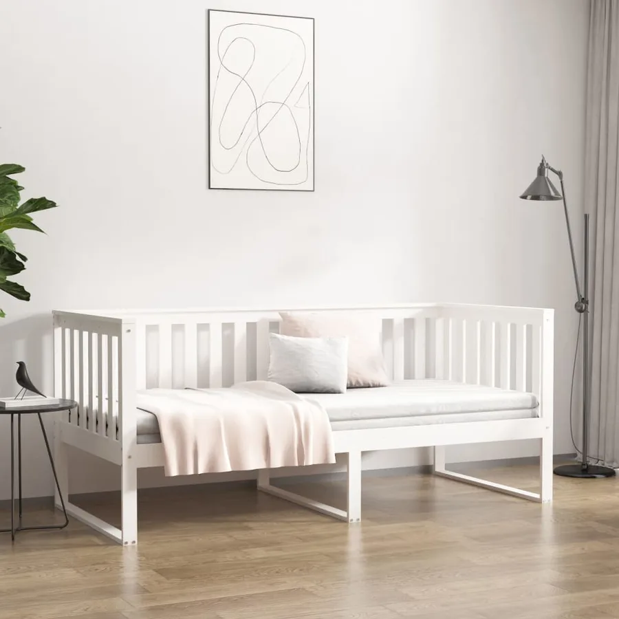 Lit de jour sans matelas blanc 100x200 cm bois de pin massif - 4