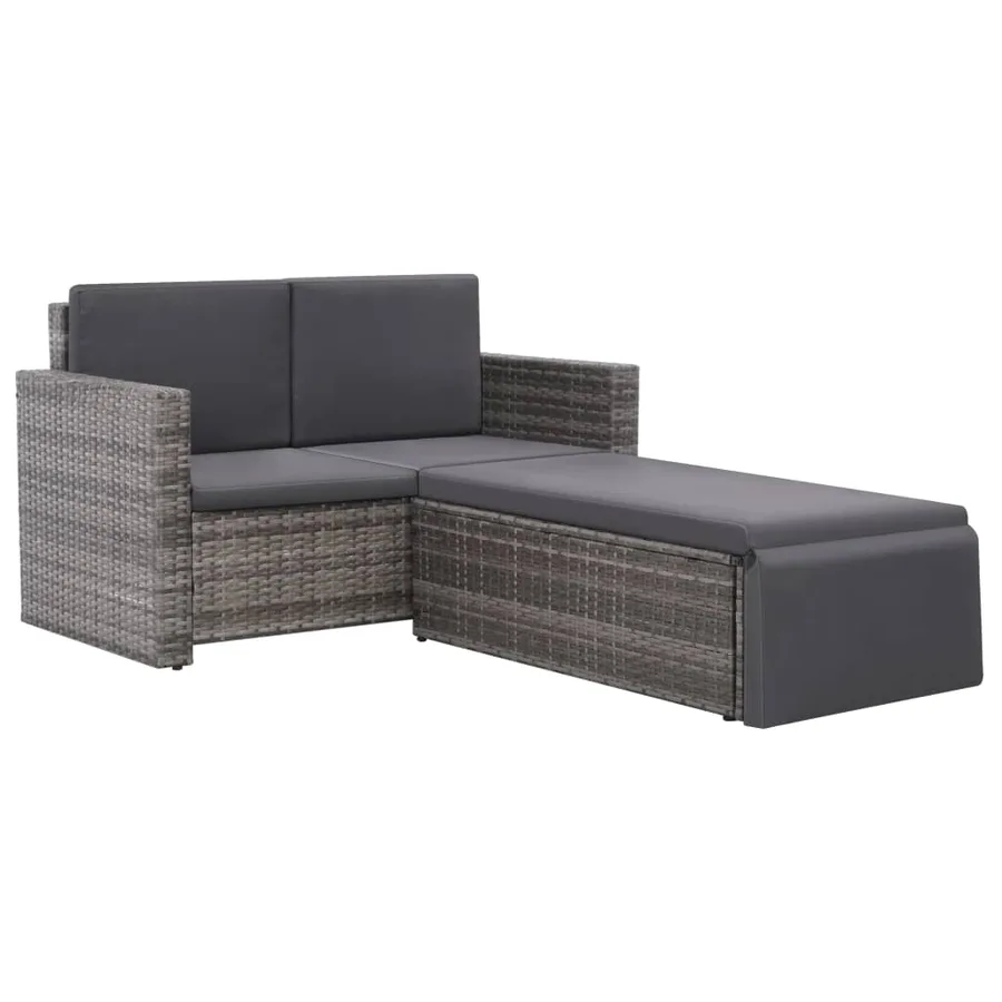 Salon de jardin 2 pcs avec coussins Résine tressée Gris - 2
