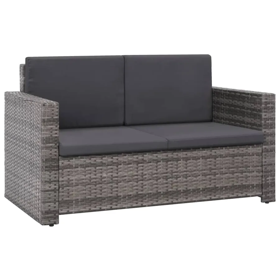 Salon de jardin 2 pcs avec coussins Résine tressée Gris - 4