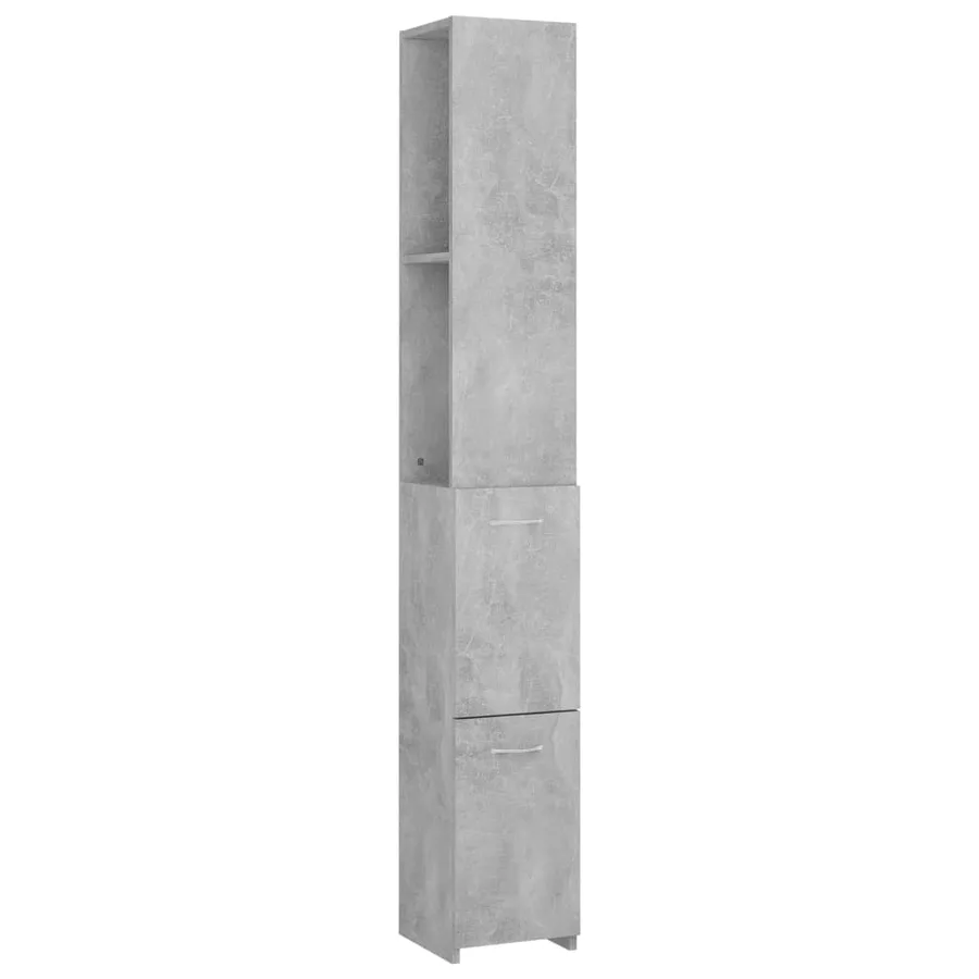 Armoire de bain gris béton 25x26,5x170 cm bois d'ingénierie - 2