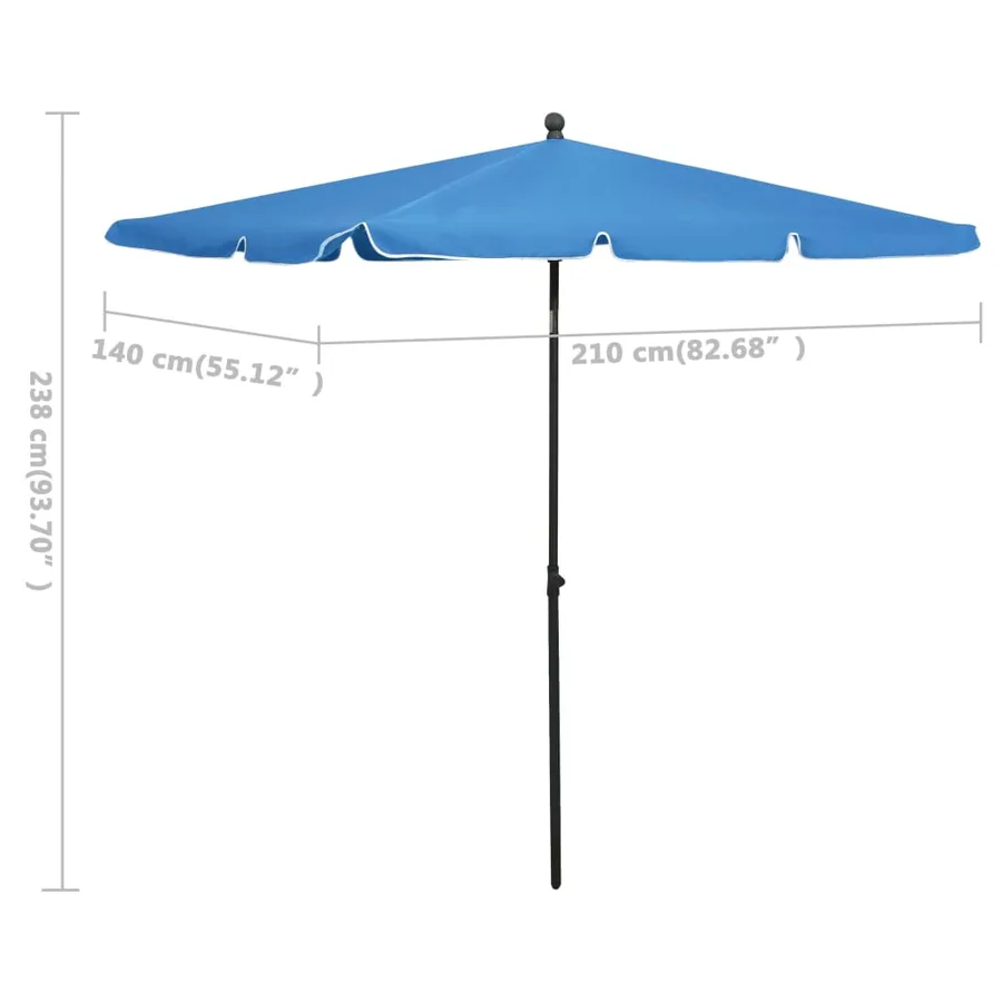 Parasol de jardin avec mât 210x140 cm Bleu azuré - 6