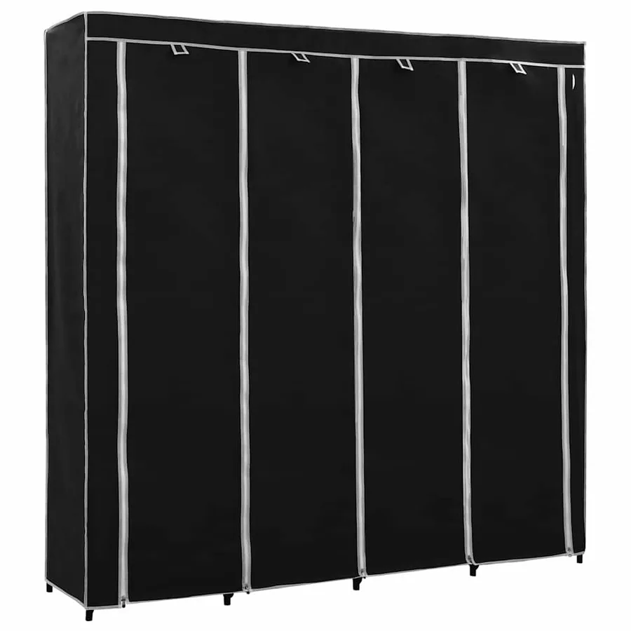 Garde-robe avec 4 compartiments Noir 175x45x170 cm - 2