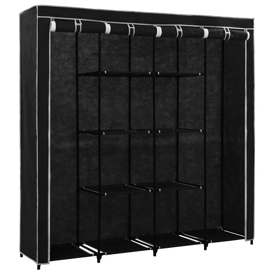 Garde-robe avec 4 compartiments Noir 175x45x170 cm - 3