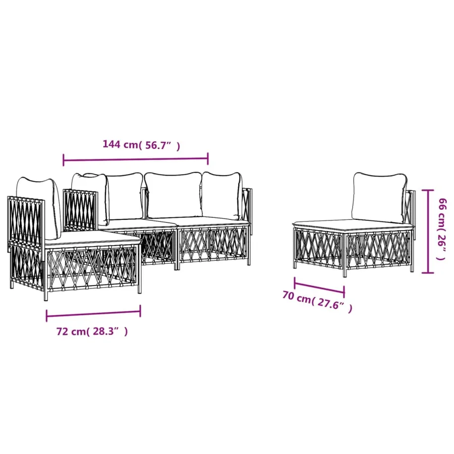 Salon de jardin avec coussins 4 pcs anthracite acier - 8