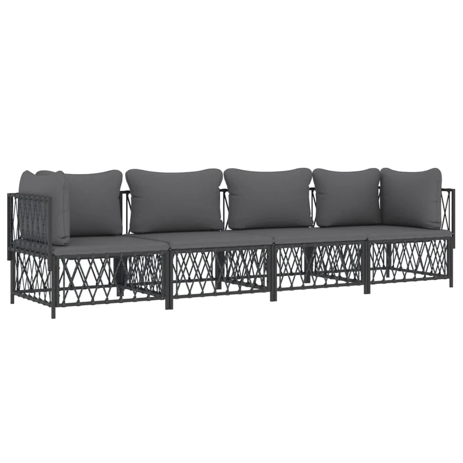 Salon de jardin avec coussins 4 pcs anthracite acier - 3