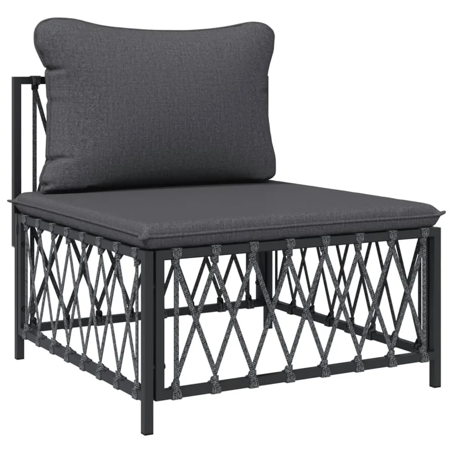 Salon de jardin avec coussins 4 pcs anthracite acier - 5