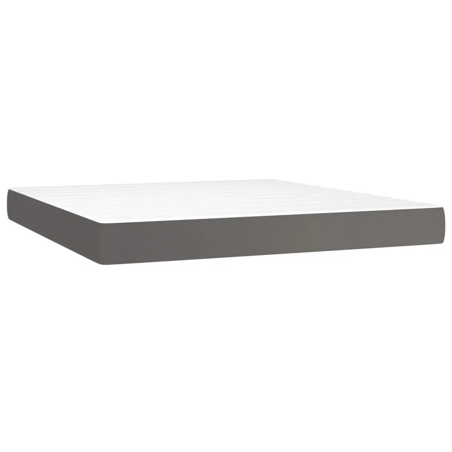 Matelas de lit à ressorts ensachés fermeté moyenne Gris 180x200x20cm Similicuir - 2