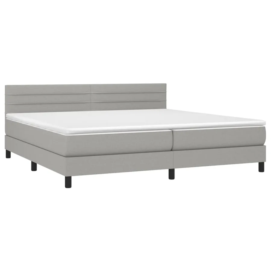 Sommier à lattes de lit matelas LED Gris clair 200x200 cm Tissu - 3