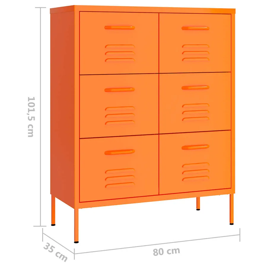 Armoire à tiroirs Orange 80x35x101,5 cm Acier - 9