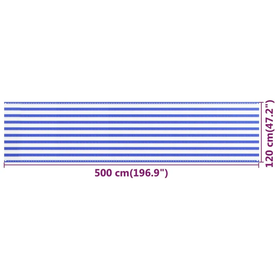 Écran de balcon Bleu et blanc 120x500 cm PEHD - 5