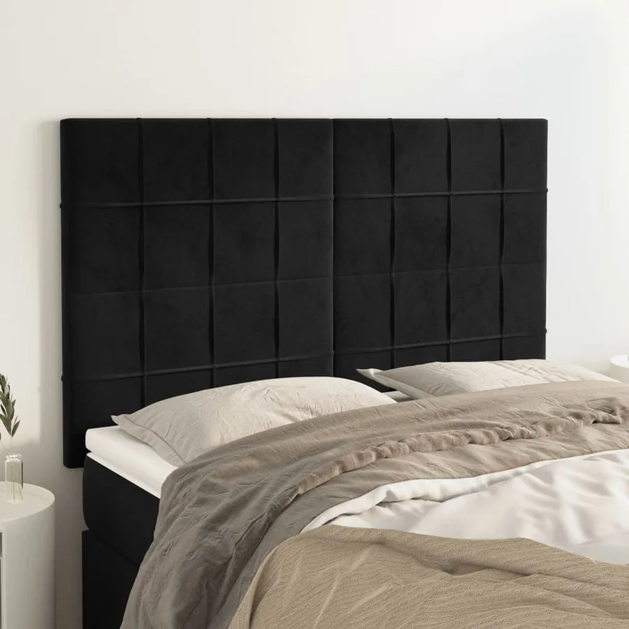 Tête de lit Noir 144x5x118/128 cm Velours