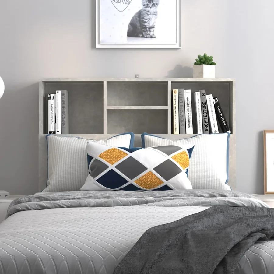 Armoire de tête de lit Gris béton 100x19x103,5 cm - 3