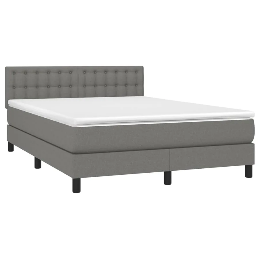 Sommier à lattes de lit et matelas et LED Gris foncé 140x190 cm - 3
