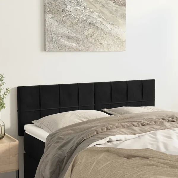 Têtes de lit Noir 144 x 5 x 78/88 cm Velours