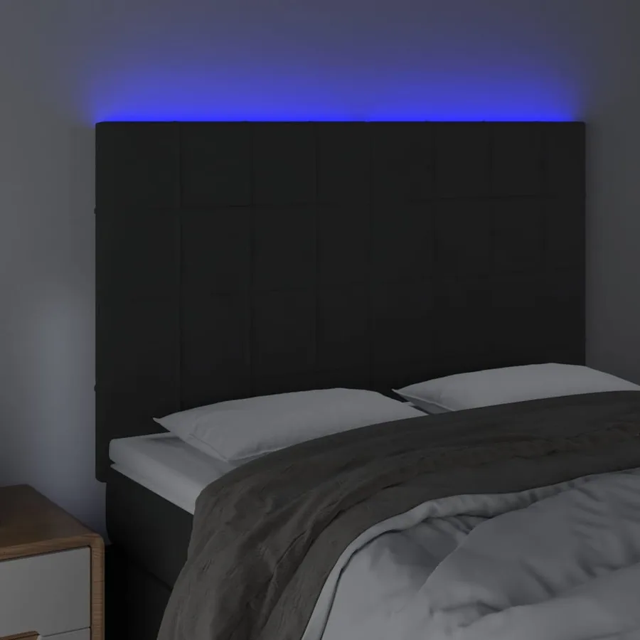 Tête de lit à LED Noir 144x5x118/128 cm Velours - 3