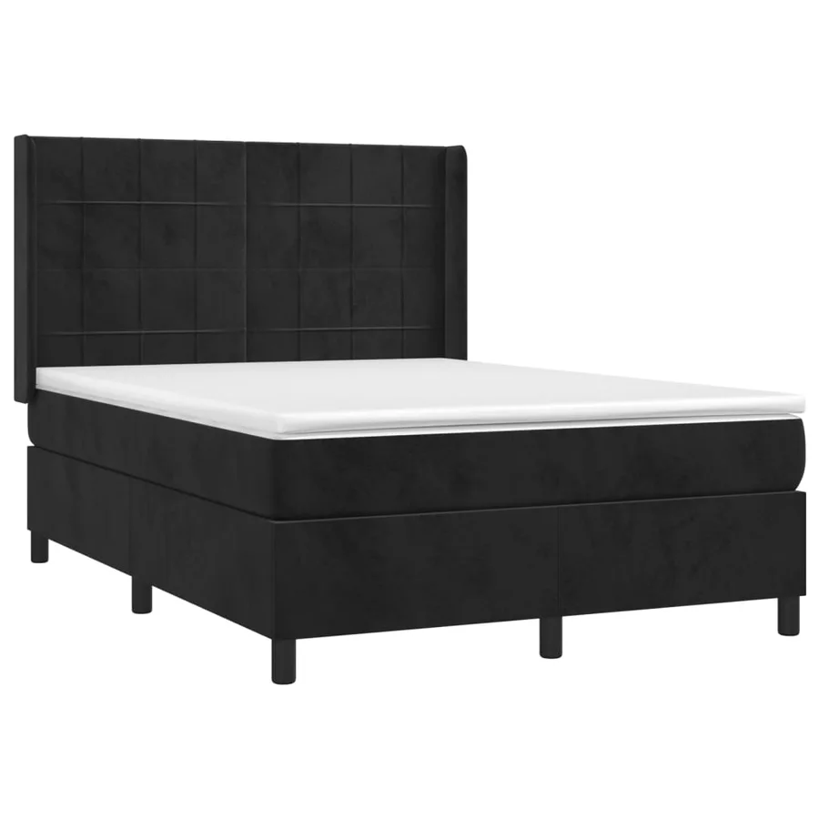 Sommier à lattes de lit avec matelas Noir 140x190 cm Velours - 3