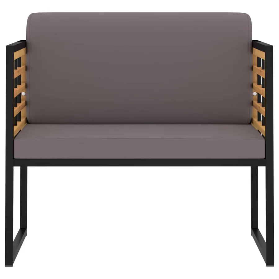Chaises de jardin et coussins lot de 2 Bois d'acacia Gris foncé - 2