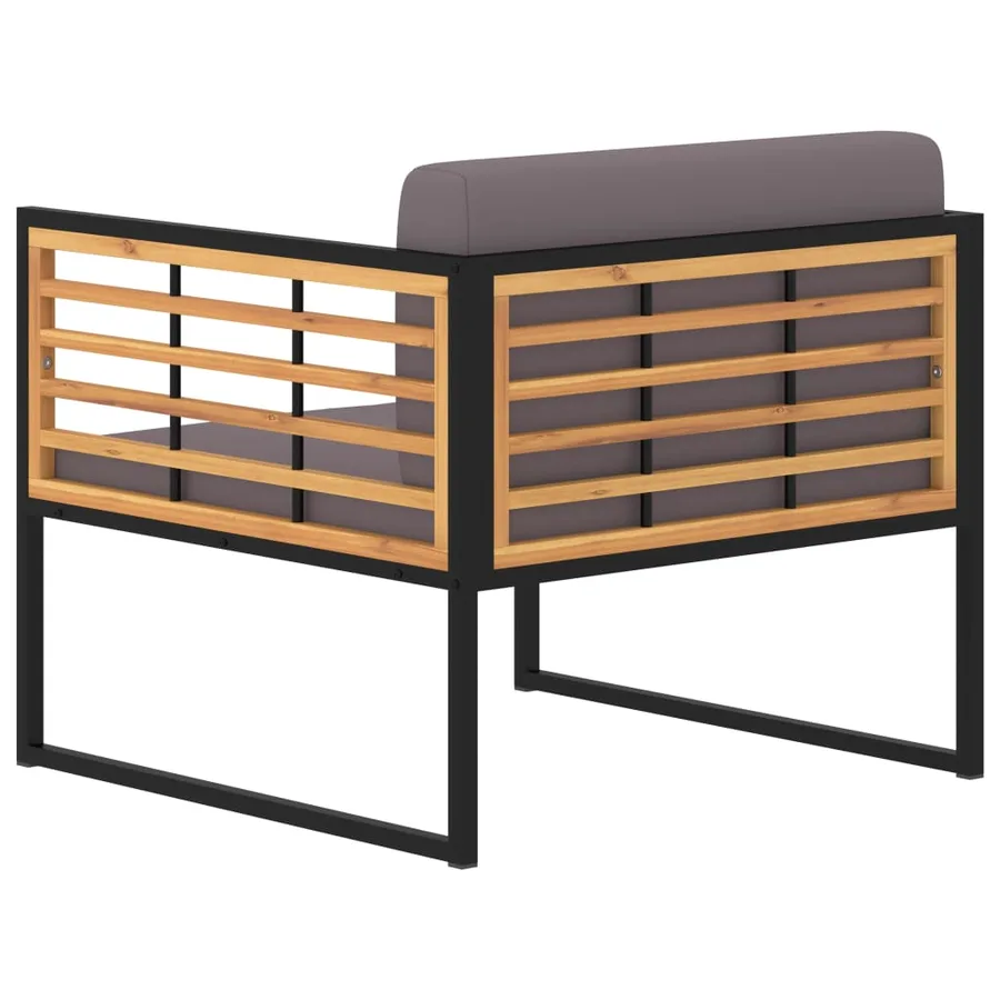 Chaises de jardin et coussins lot de 2 Bois d'acacia Gris foncé - 4