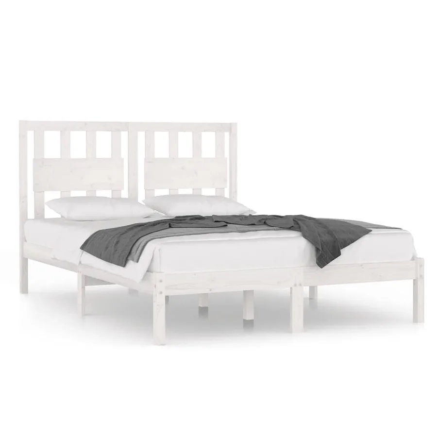 Cadre de lit sans matelas blanc bois massif 200x200 cm - 2