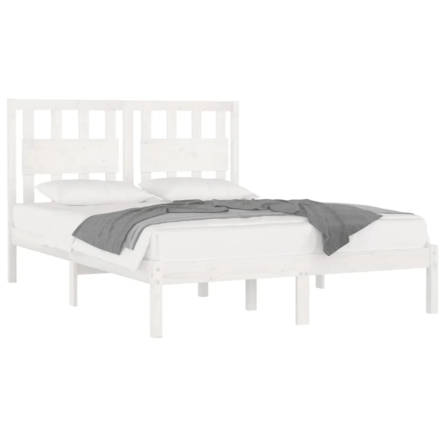 Cadre de lit sans matelas blanc bois massif 200x200 cm - 3