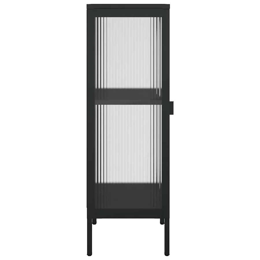 Buffet noir 40x35x105 cm verre et acier - 7