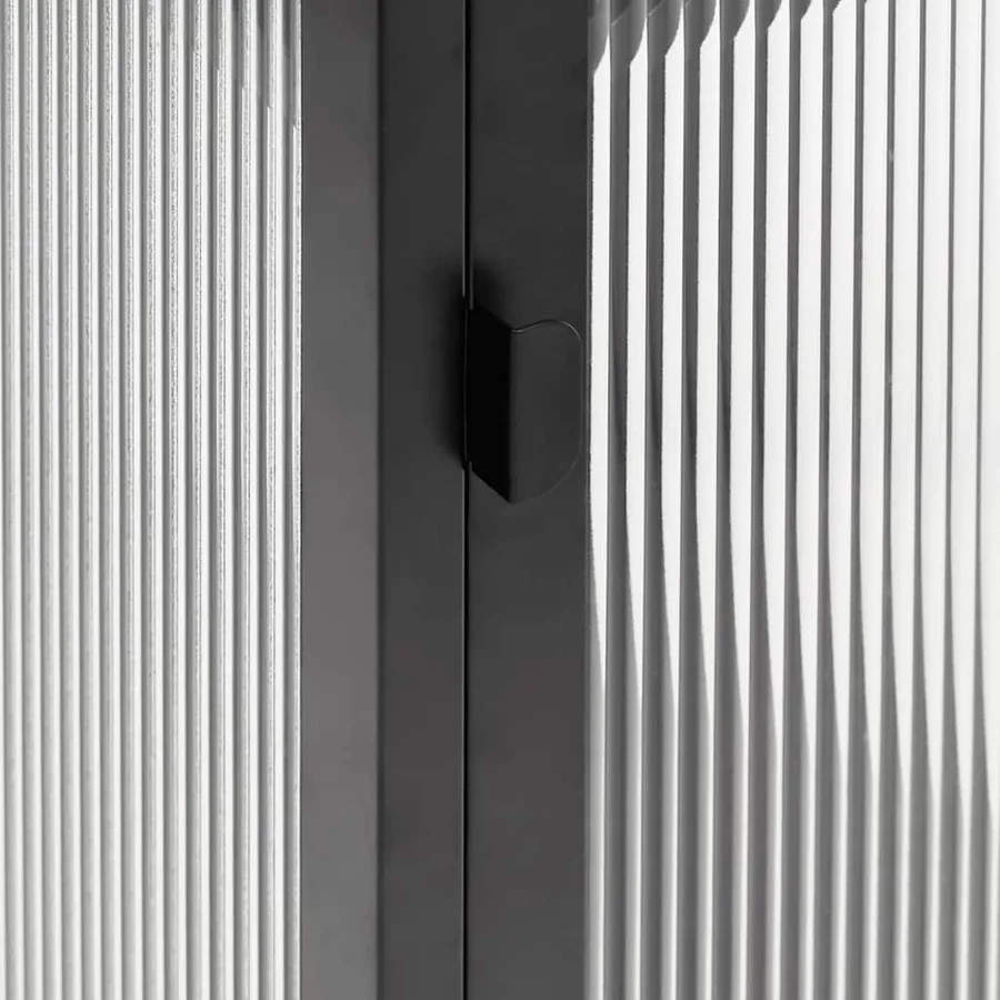 Buffet noir 40x35x105 cm verre et acier - 9