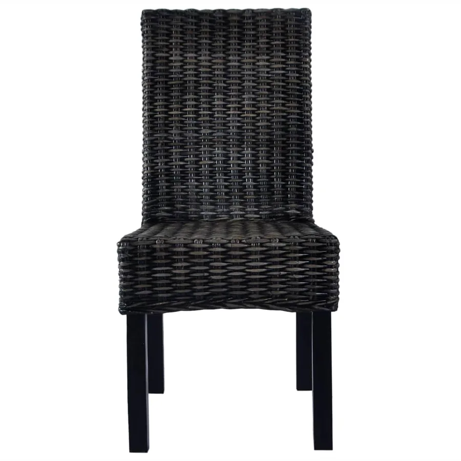 Chaises à manger lot de 6 noir rotin Kubu et bois de manguier - 3