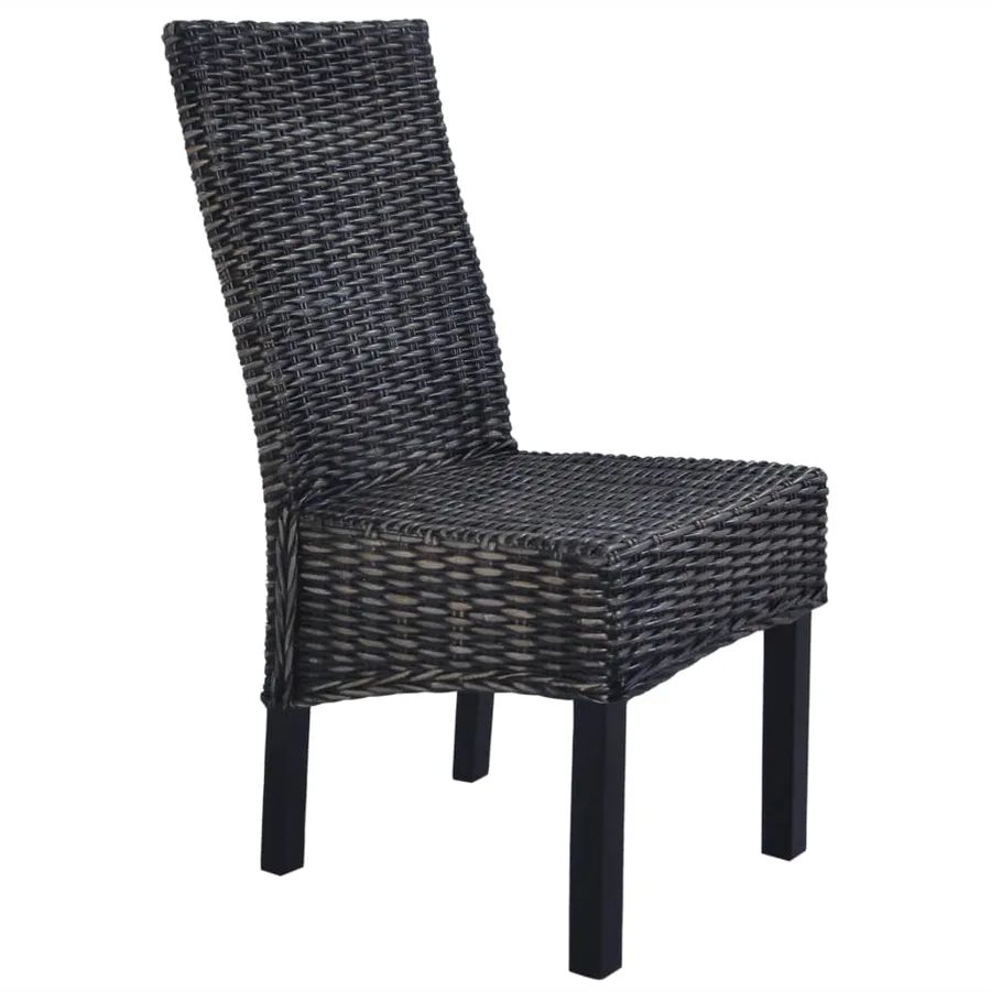 Chaises à manger lot de 6 noir rotin Kubu et bois de manguier - 4