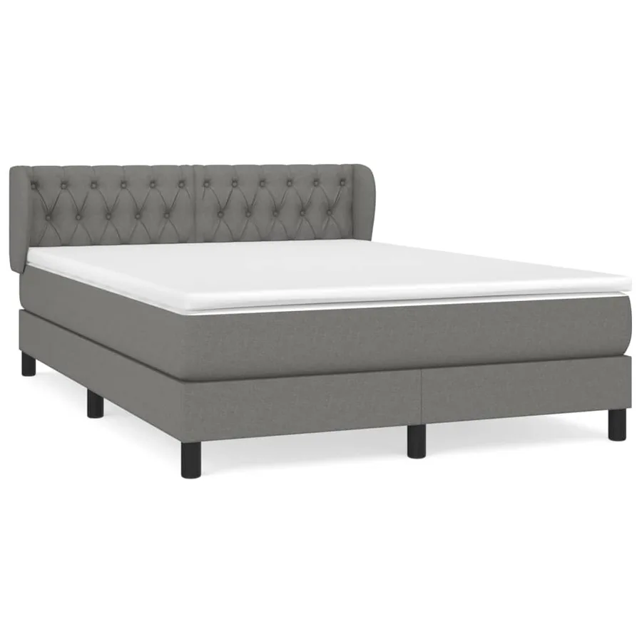 Sommier à lattes de lit avec matelas Gris foncé 140x190cm Tissu - 2