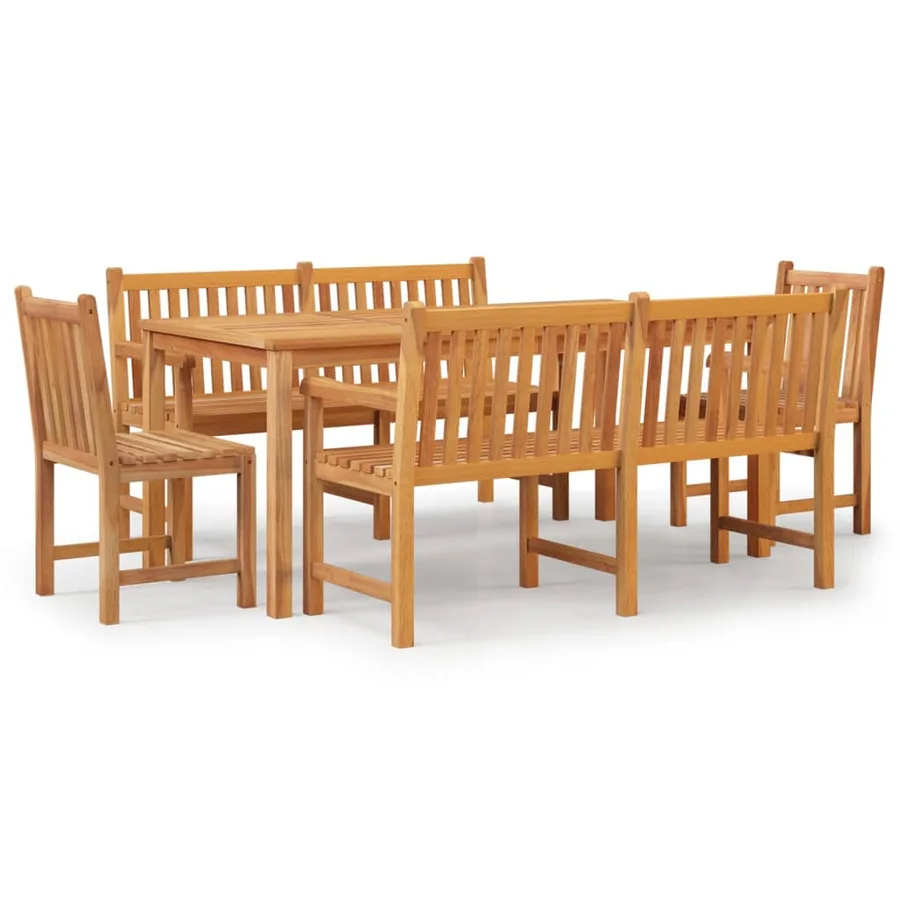 Ensemble à manger de jardin 5pcs Bois de teck massif - 2