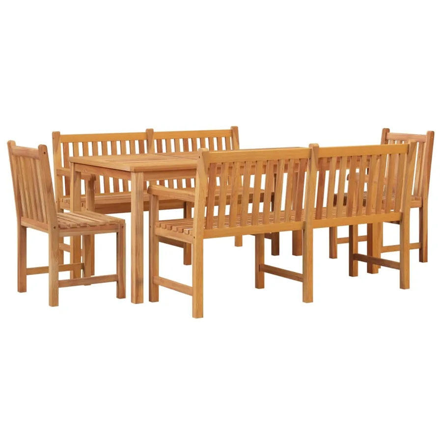 Ensemble à manger de jardin 5pcs Bois de teck massif - 3