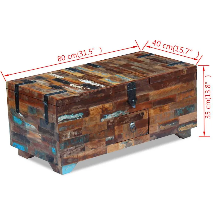 Coffre table basse Bois de récupération massif 80x40x35 cm - 11