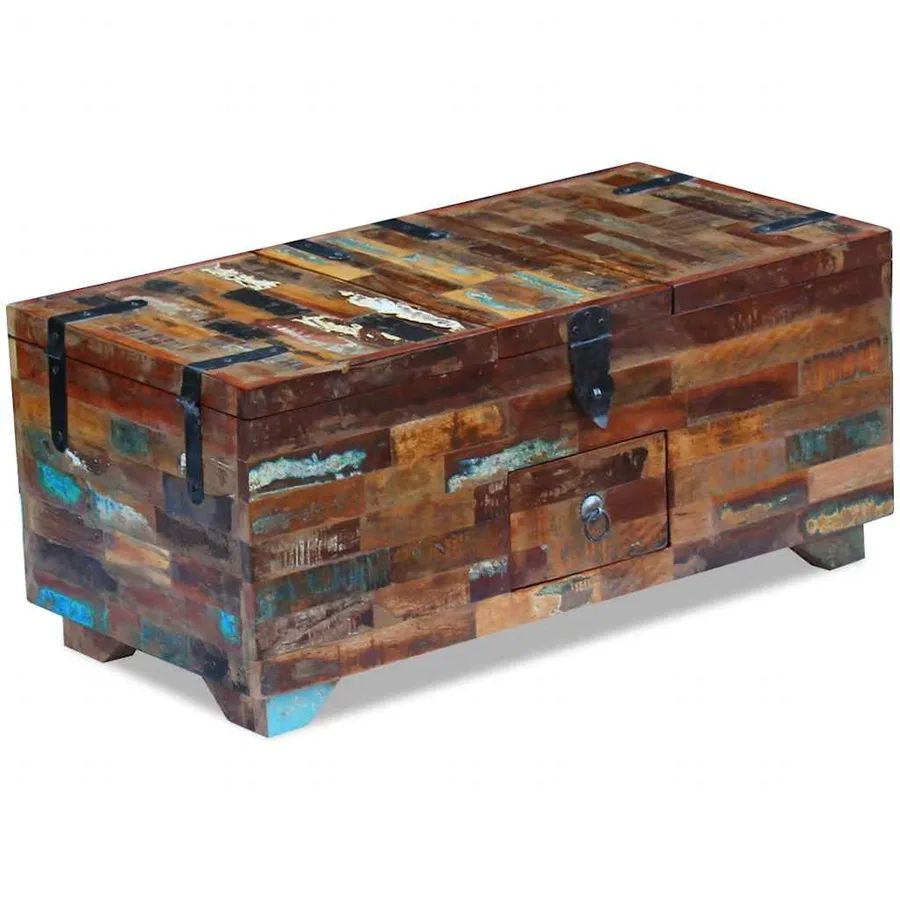 Coffre table basse Bois de récupération massif 80x40x35 cm - 2