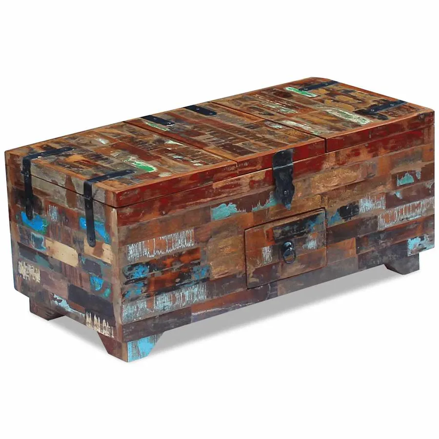 Coffre table basse Bois de récupération massif 80x40x35 cm - 5