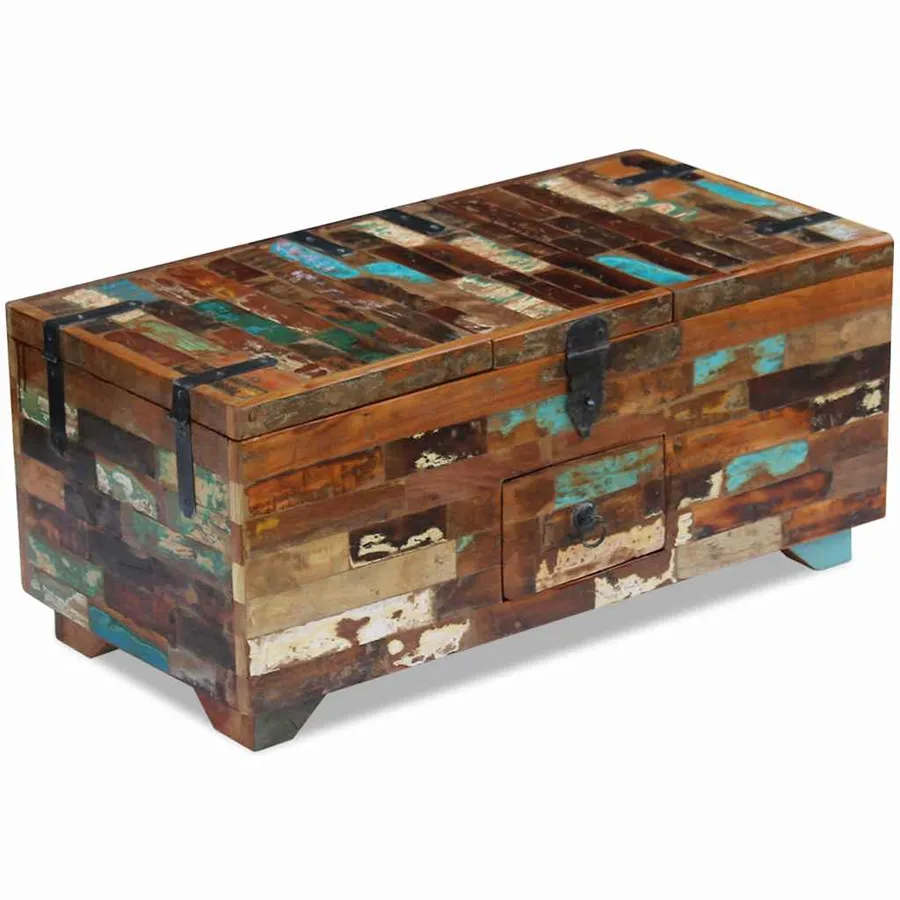 Coffre table basse Bois de récupération massif 80x40x35 cm - 7