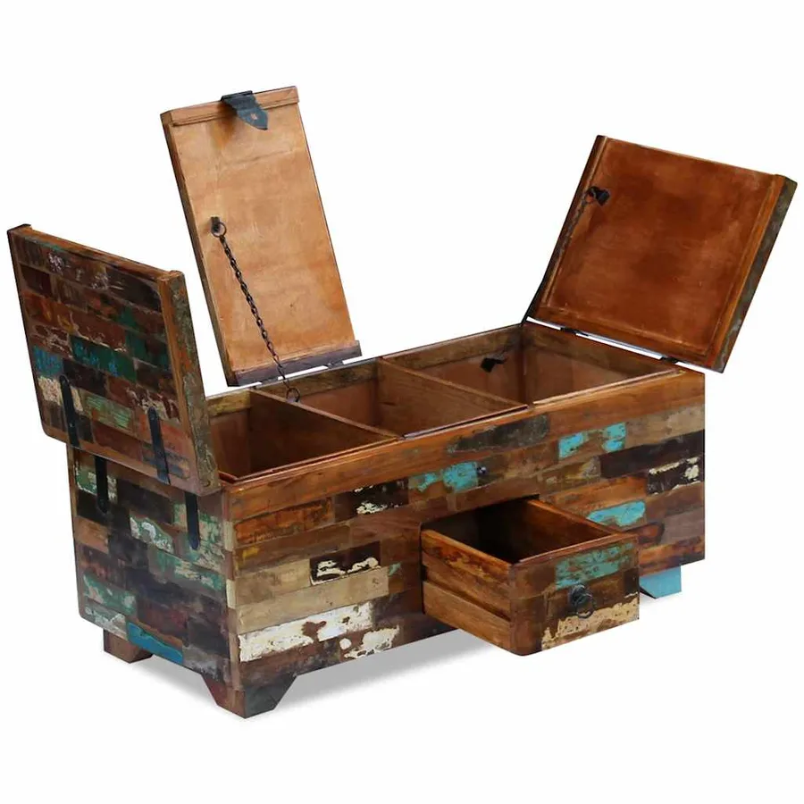 Coffre table basse Bois de récupération massif 80x40x35 cm - 9