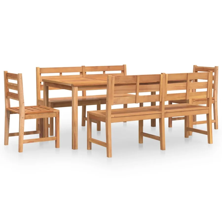 Ensemble à manger de jardin 5pcs Bois de teck massif - 2