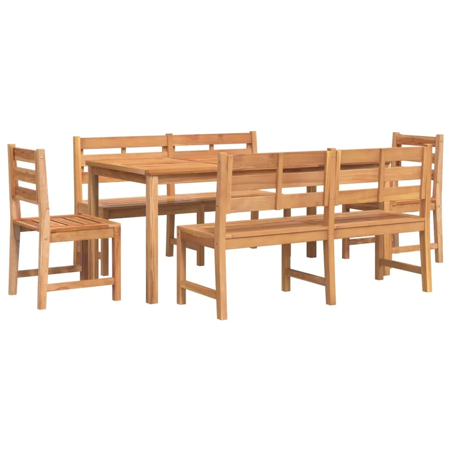 Ensemble à manger de jardin 5pcs Bois de teck massif - 3