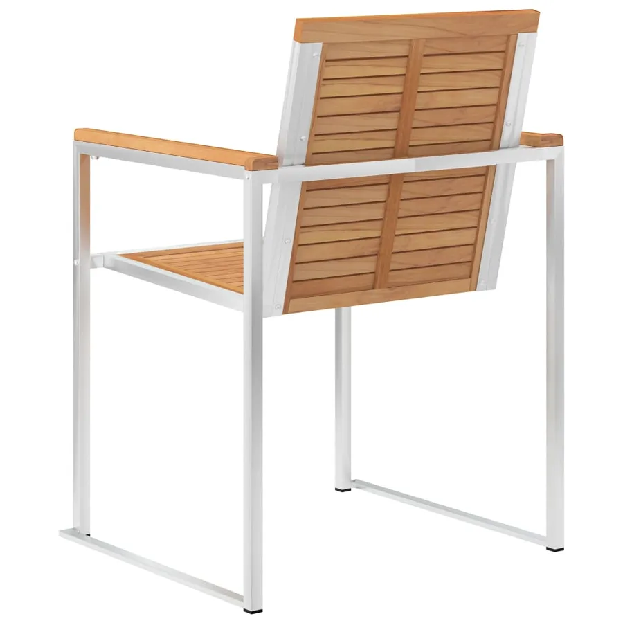 Chaises de jardin lot de 2 Bois teck solide et acier inoxydable - 5