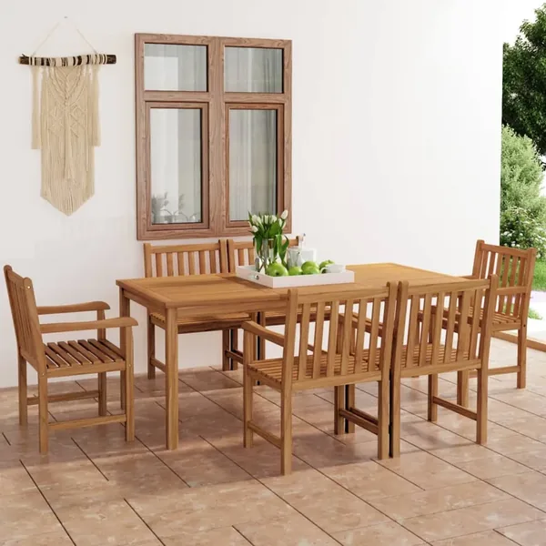 Ensemble de salle à manger de jardin 7 pièces 180 x 90 cm en bois de teck massif