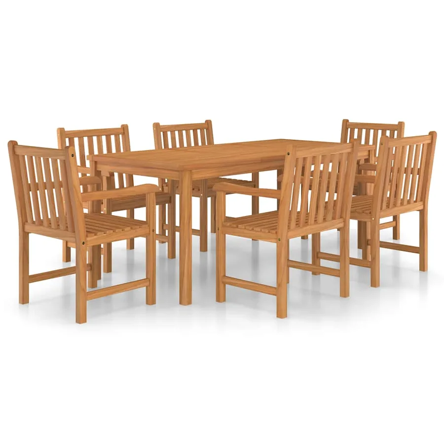 Ensemble de salle à manger de jardin 7 pièces 180 x 90 cm en bois de teck massif - 2