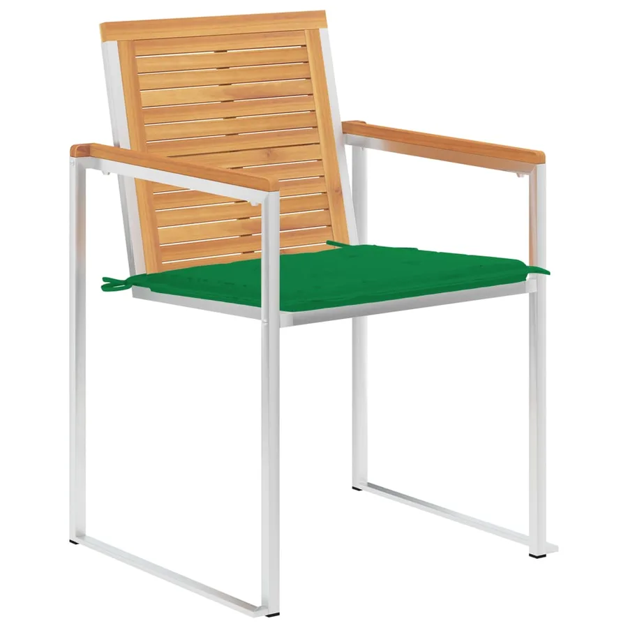 Chaises de jardin avec coussins lot de 2 Teck solide et acier - 3