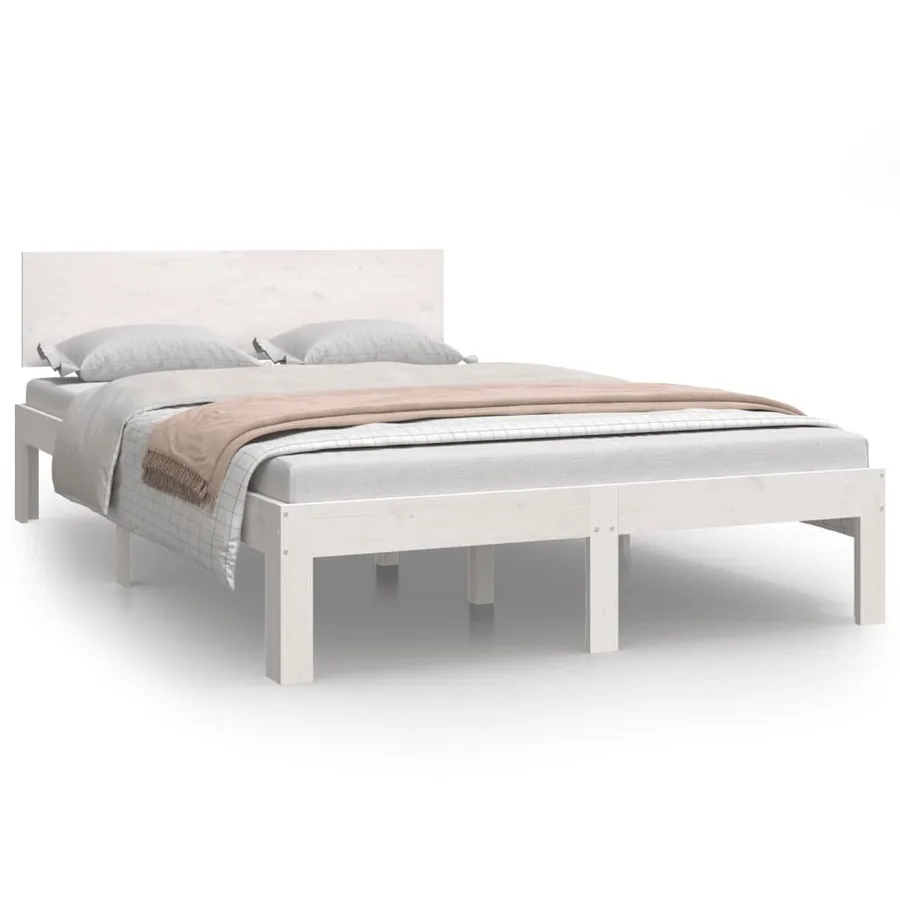 Cadre de lit sans matelas blanc bois de pin massif 120x200 cm - 2