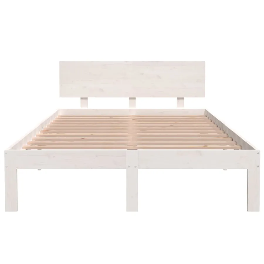Cadre de lit sans matelas blanc bois de pin massif 120x200 cm - 4