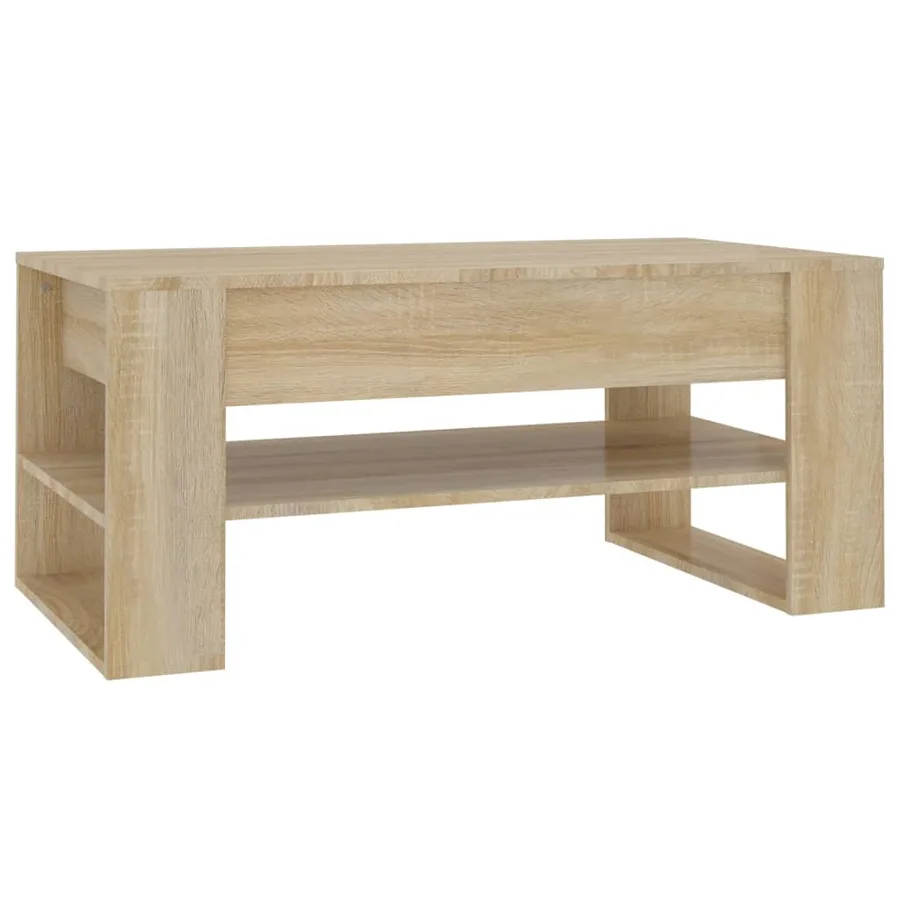 Table basse chêne sonoma 102x55x45 cm bois d'ingénierie - 2