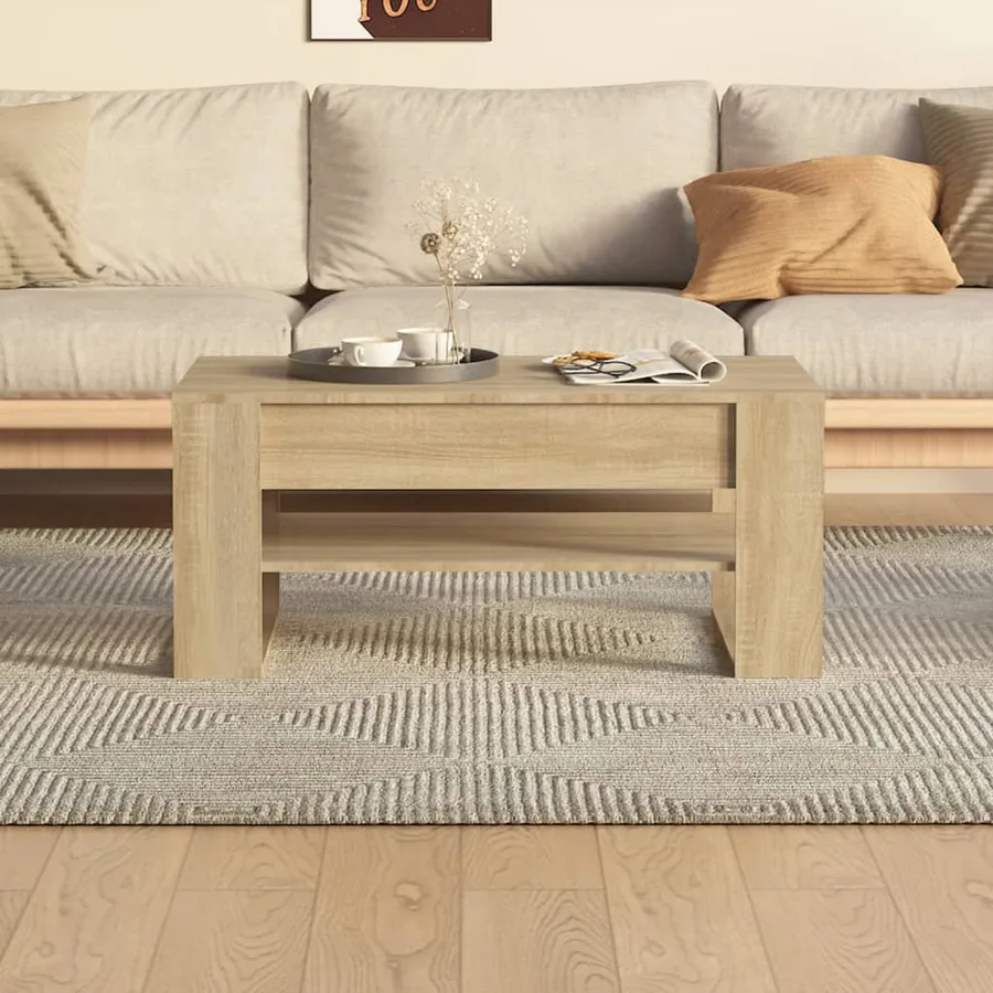 Table basse chêne sonoma 102x55x45 cm bois d'ingénierie - 5