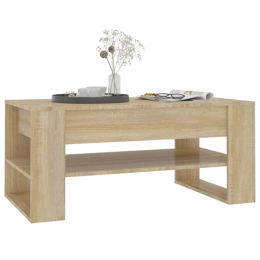 Table basse chêne sonoma 102x55x45 cm bois d'ingénierie - 6